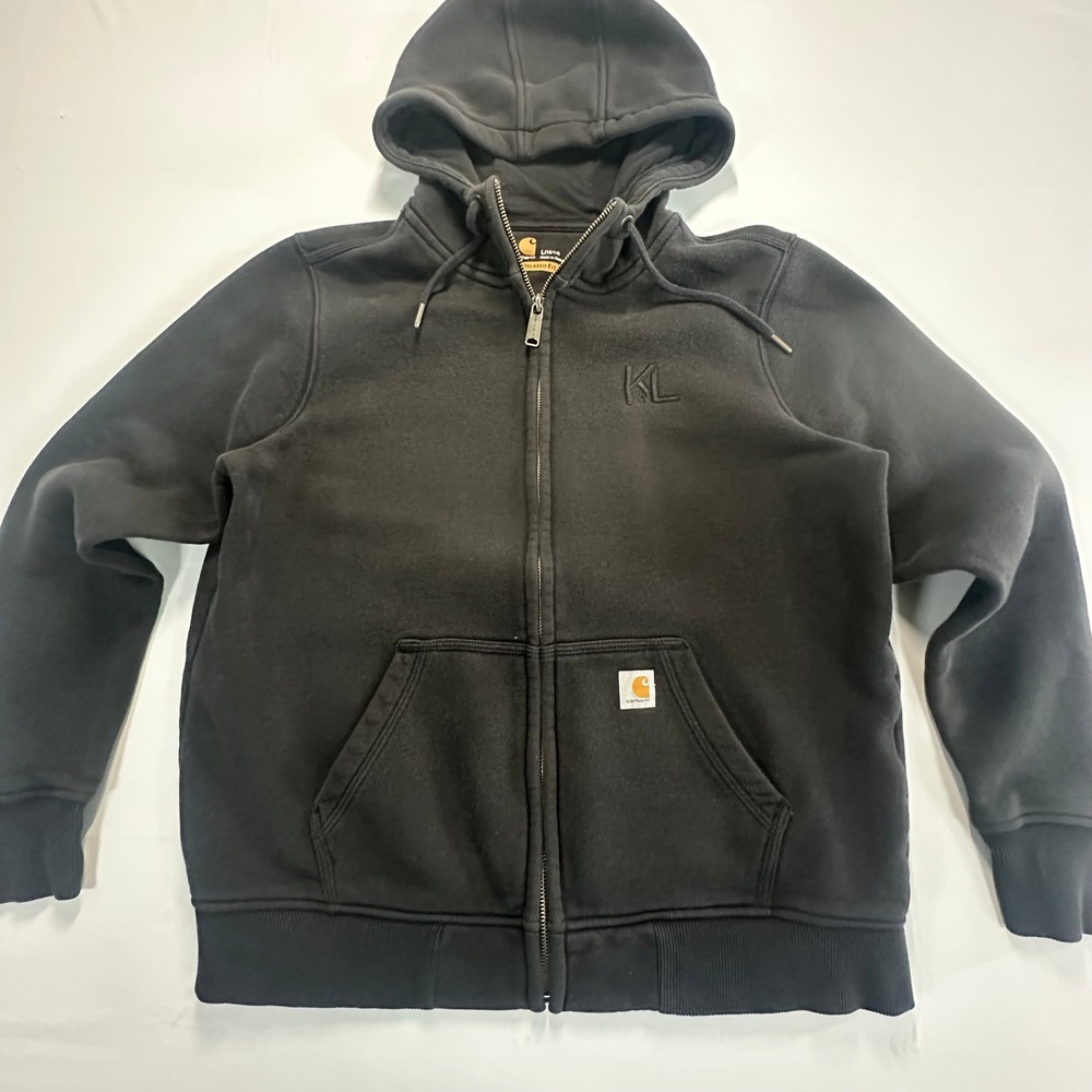 Carhartt Kids Large 12/14 Black Full Zip Relax Fit Hoodie Sweatshirt 102788 001